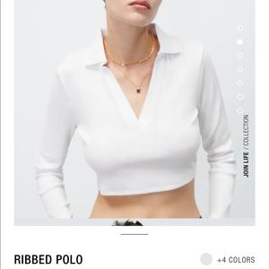 NWT Zara Ribbed White Polo ( M )